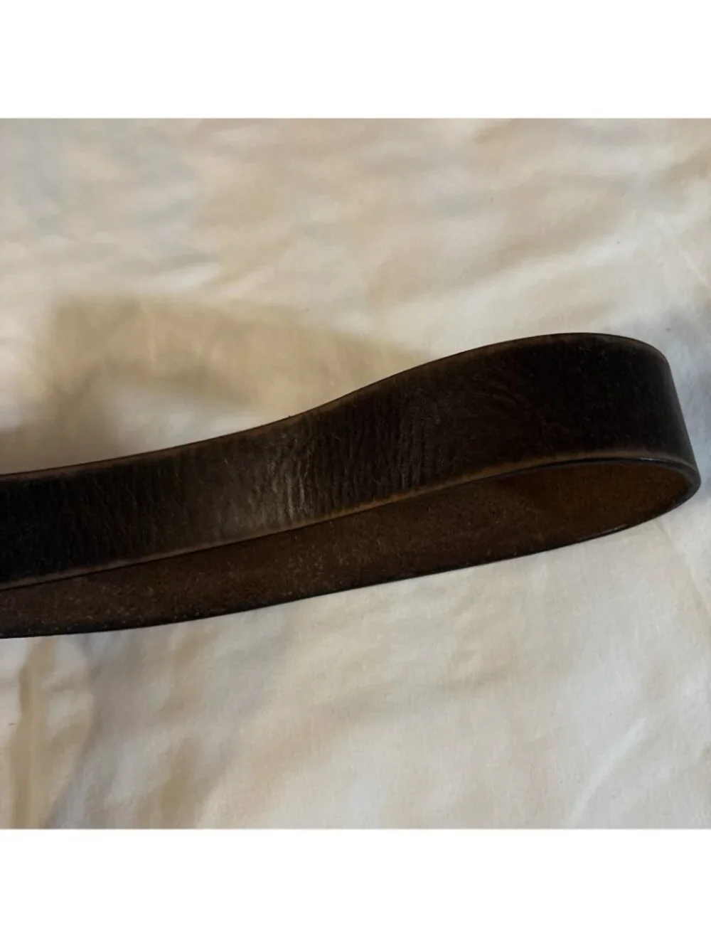UNC Vtg Fossil Leather Belt Brass Buckle 90s Distressed